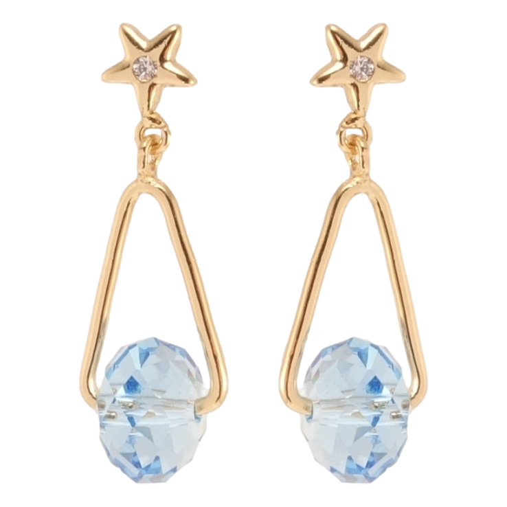 Серьги Xuping цвет 18K с кристаллами Swarovski пусеты Звездочки с треугольными подвесками и бусиной фото №13 Серьги Xuping цвет 18K с кристаллами Swarovski пусеты Звездочки с треугольными подвесками и бусиной фото №13