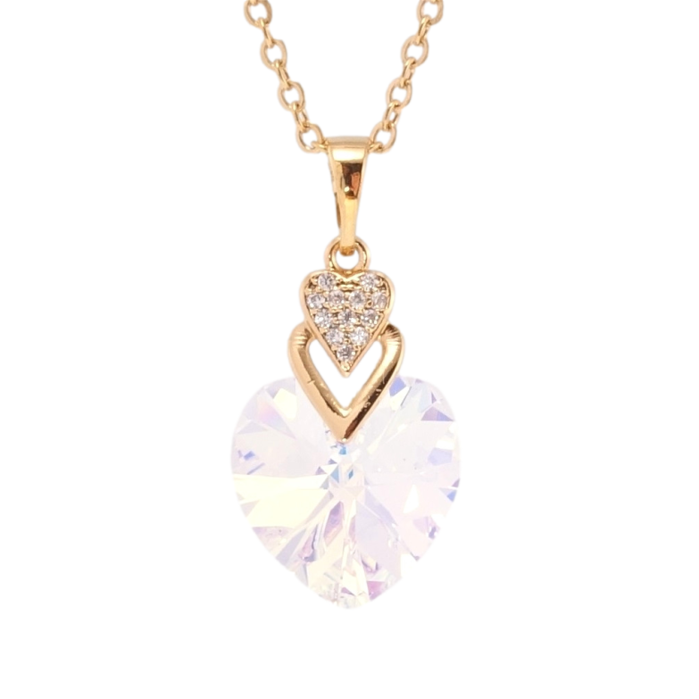 Кулон Xuping колір 18K з кр-ми Swarovski на ланцюжку Кристальне серце Shimmer дл. 40-45см х 2мм фото №1