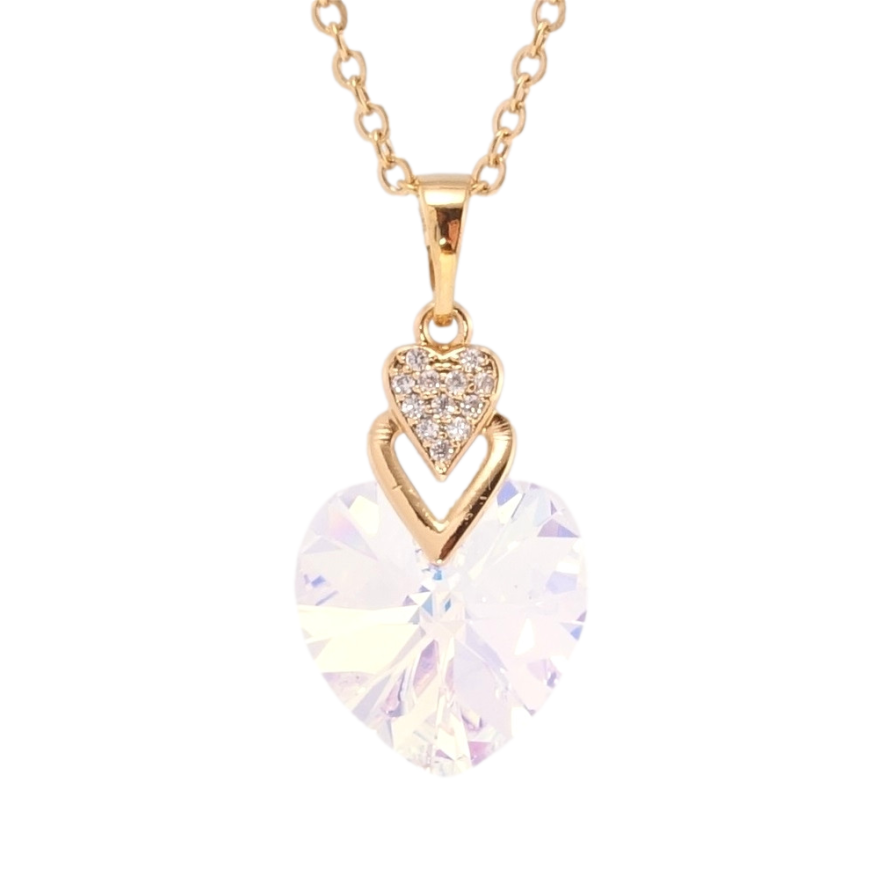 Кулон Xuping колір 18K з кр-ми Swarovski на ланцюжку Кристальне серце Shimmer дл. 40-45см х 2мм фото №1