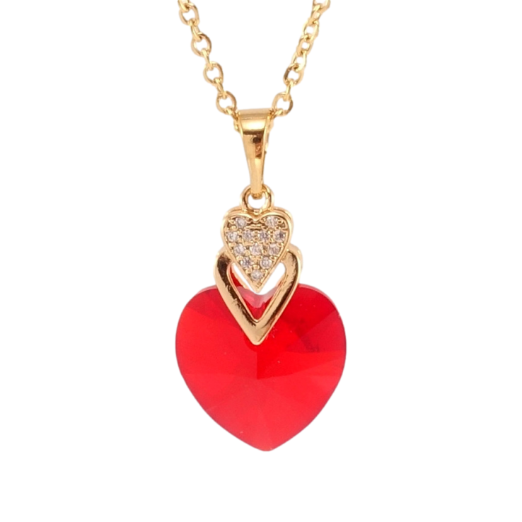 Кулон Xuping колір 18K з кр-ми Swarovski на ланцюжку Кристальне серце Light Siam дл. 40-45см х 2мм фото №22