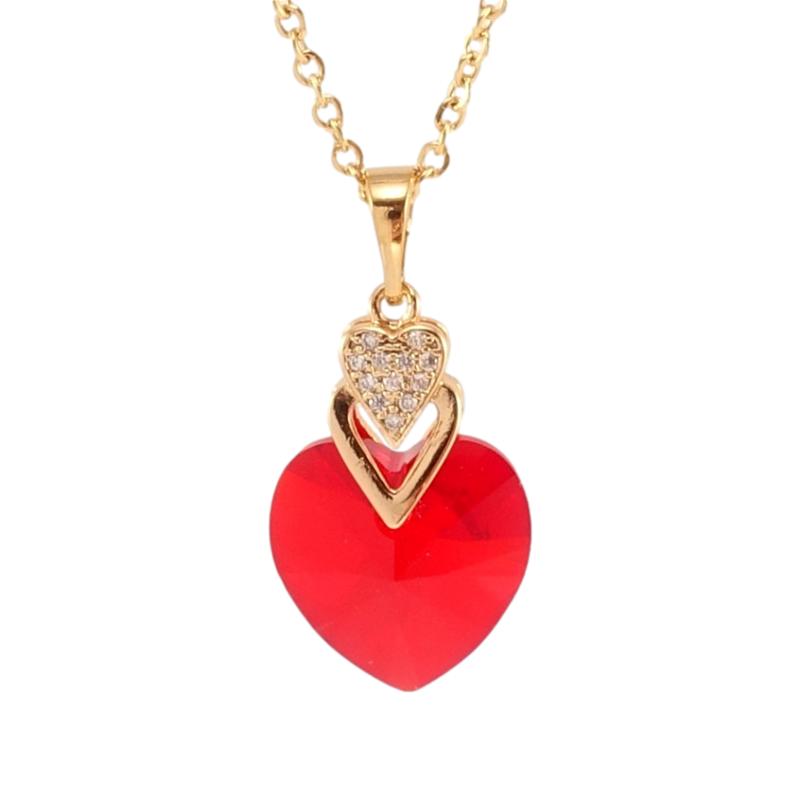 Кулон Xuping колір 18K з кр-ми Swarovski на ланцюжку Кристальне серце Light Siam дл. 40-45см х 2мм фото №1