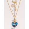 Кулон Xuping колір 18K з кр-ми Swarovski на ланцюжку Кристальне серце Bermuda Blue дл. 40-45см х 2мм фото №2