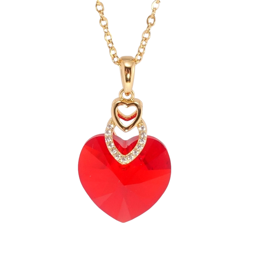 Кулон Xuping колір 18K з кр-ми Swarovski на ланцюжку Кристальне серце Light Siam дл. 40-45см х 2мм фото №1