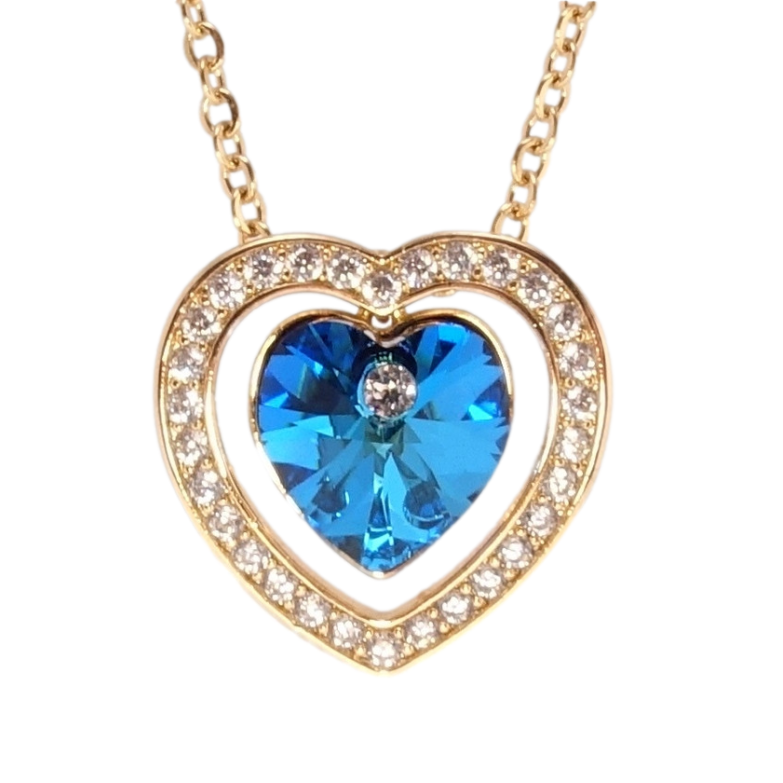 Кулон Xuping колір 18K з кр-ми Swarovski на ланцюжку Серце Metallic Blue з кристалами дл. 40-45см х 2мм фото №1 Кулон Xuping колір 18K з кр-ми Swarovski на ланцюжку Серце Metallic Blue з кристалами дл. 40-45см х 2мм фото №1