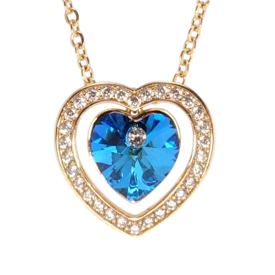 Кулон Xuping колір 18K з кр-ми Swarovski на ланцюжку Серце Metallic Blue з кристалами дл. 40-45см х 2мм фото №1 Кулон Xuping колір 18K з кр-ми Swarovski на ланцюжку Серце Metallic Blue з кристалами дл. 40-45см х 2мм фото №1