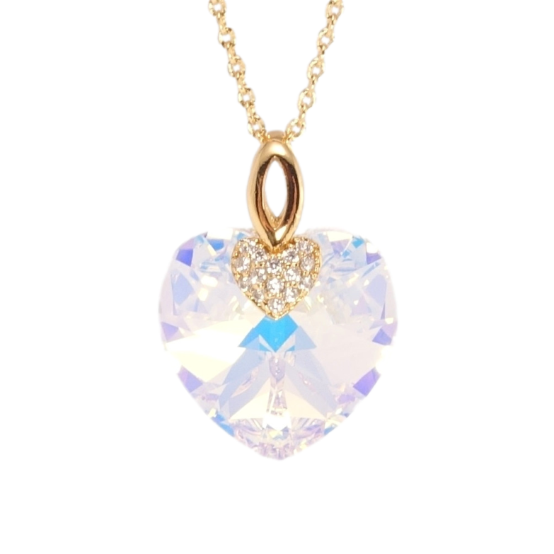 Кулон Xuping колір 18K з кр-ми Swarovski на ланцюжку Кристальне серце Shimmer дл. 40-44см х 1мм фото №1
