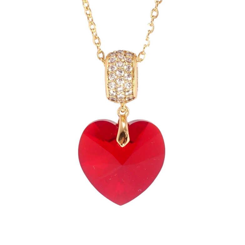 Кулон Xuping колір 18K з кр-ми Swarovski на ланцюжку Кристальне серце Siam дл. 40-45см х 2мм фото №1 Кулон Xuping колір 18K з кр-ми Swarovski на ланцюжку Кристальне серце Siam дл. 40-45см х 2мм фото №1