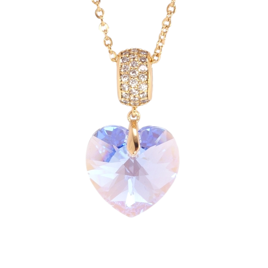 Кулон Xuping колір 18K з кр-ми Swarovski на ланцюжку Кристальне серце Lavender Delite дл. 40-45см х фото №1