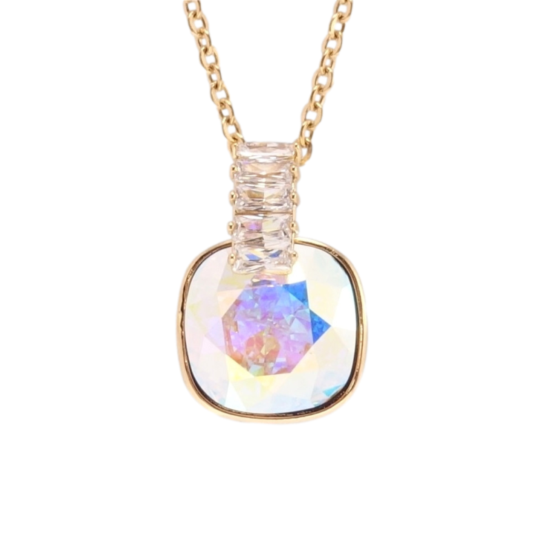 Кулон Xuping колір 18K з кр-ми Swarovski на ланцюжку Кристал АВ з доріжкою дл. 39-44см х 2мм фото №1 Кулон Xuping колір 18K з кр-ми Swarovski на ланцюжку Кристал АВ з доріжкою дл. 39-44см х 2мм фото №1