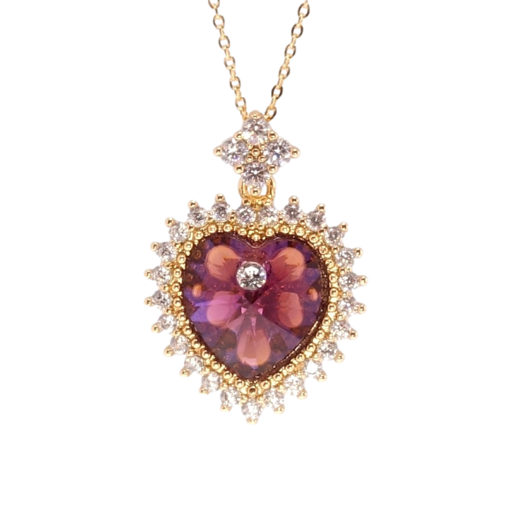 Кулон Xuping колір 18K з кр-ми Swarovski на ланцюжку Серце Burgundy в обрамленні кристалами дл. 40-45см х фото №19