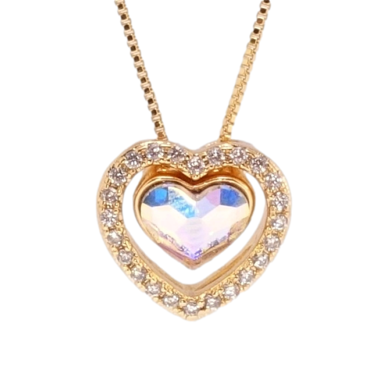 Кулон Xuping цвет 18K с кр-ми Swarovski на цепочке Сердце АВ в обрамлении кристаллов дл. 40-45см х 1мм фото №1