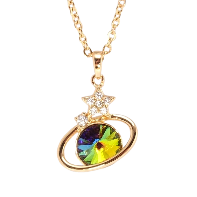 Кулон Xuping колір 18K з кр-ми Swarovski на ланцюжку Сатурн із зірками кр-лл Vitrail Medium дл. 40-45см х фото №1