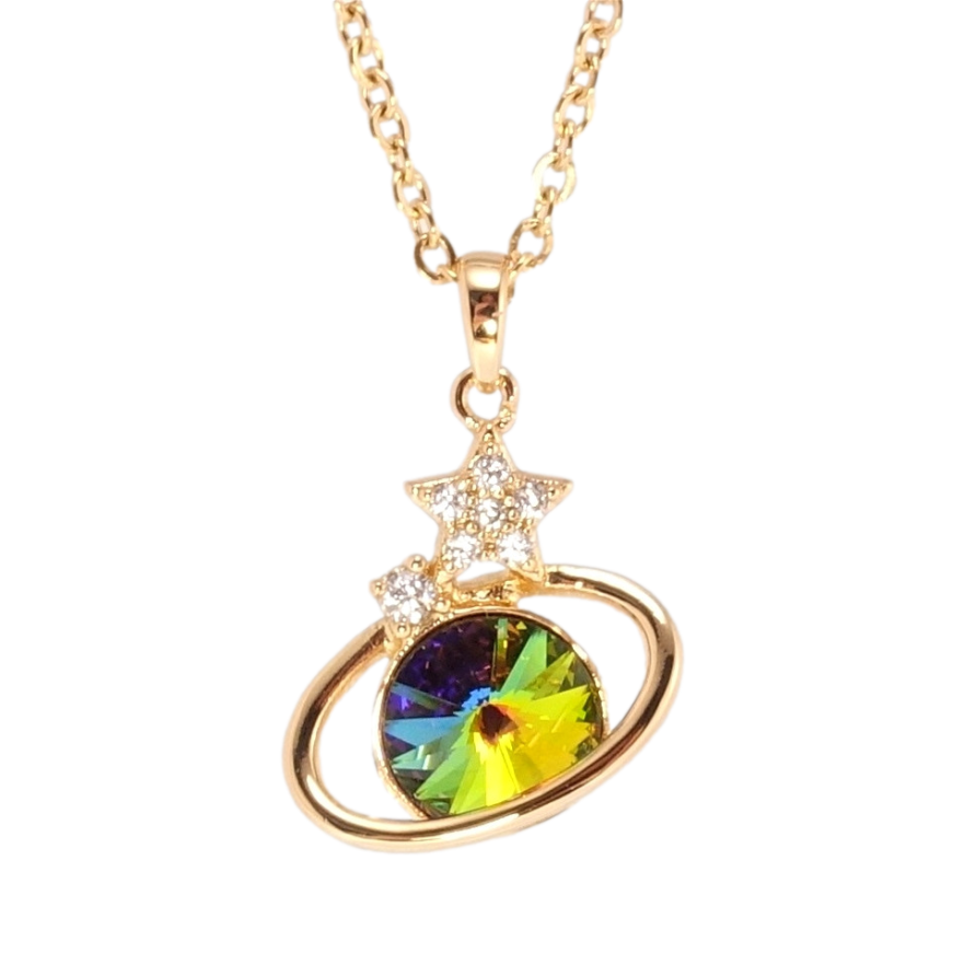 Кулон Xuping колір 18K з кр-ми Swarovski на ланцюжку Сатурн із зірками кр-лл Vitrail Medium дл. 40-45см х фото №1 Кулон Xuping колір 18K з кр-ми Swarovski на ланцюжку Сатурн із зірками кр-лл Vitrail Medium дл. 40-45см х фото №1