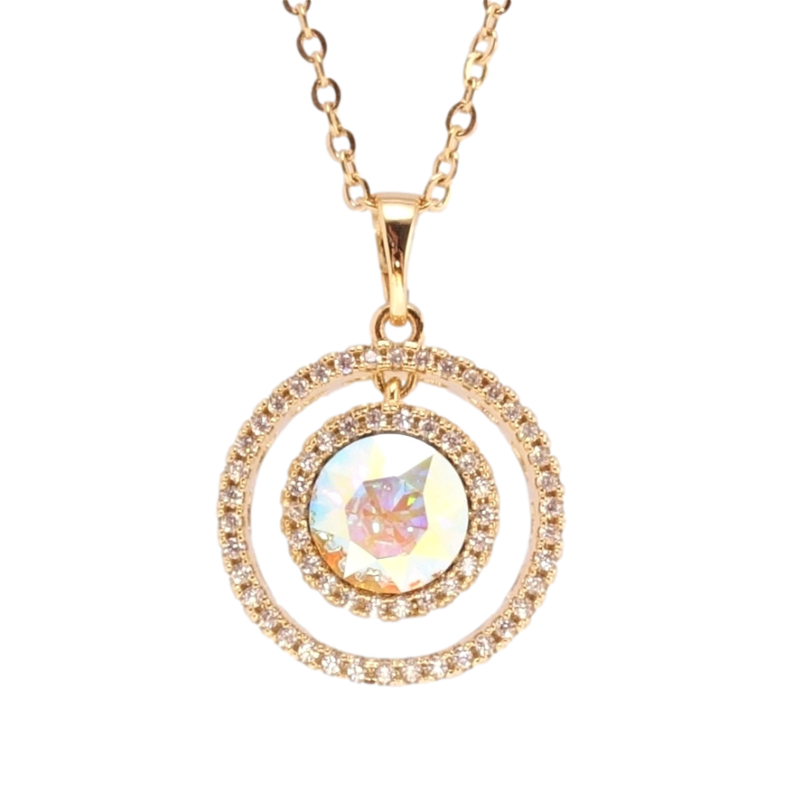 Кулон Xuping колір 18K з кр-ми Swarovski на ланцюжку колечки з кристалом AВ дл. 39-45см х 2мм фото №1