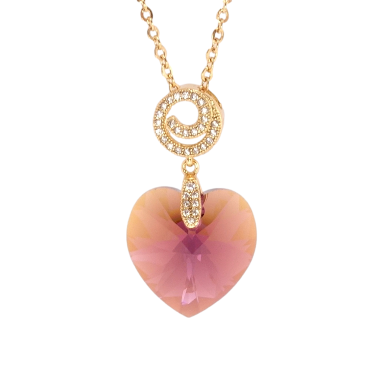 Кулон Xuping колір 18K з кр-ми Swarovski на ланцюжку Кристальне серце Burgundy дл. 40-45см х 2мм фото №1