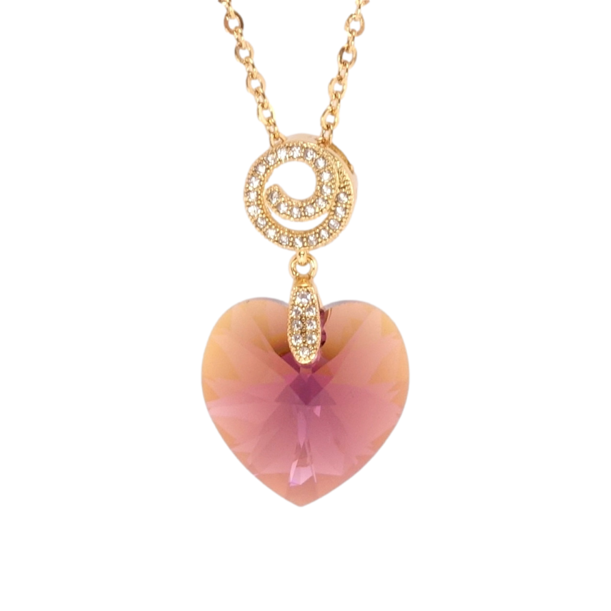 Кулон Xuping колір 18K з кр-ми Swarovski на ланцюжку Кристальне серце Burgundy дл. 40-45см х 2мм фото №1