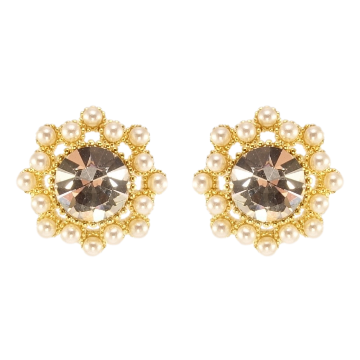 Серьги Xuping цвет 14K с кристаллами Swarovski пусеты Цветочки с кристаллом Clear и мелким жемчугом фото №2 Серьги Xuping цвет 14K с кристаллами Swarovski пусеты Цветочки с кристаллом Clear и мелким жемчугом фото №2