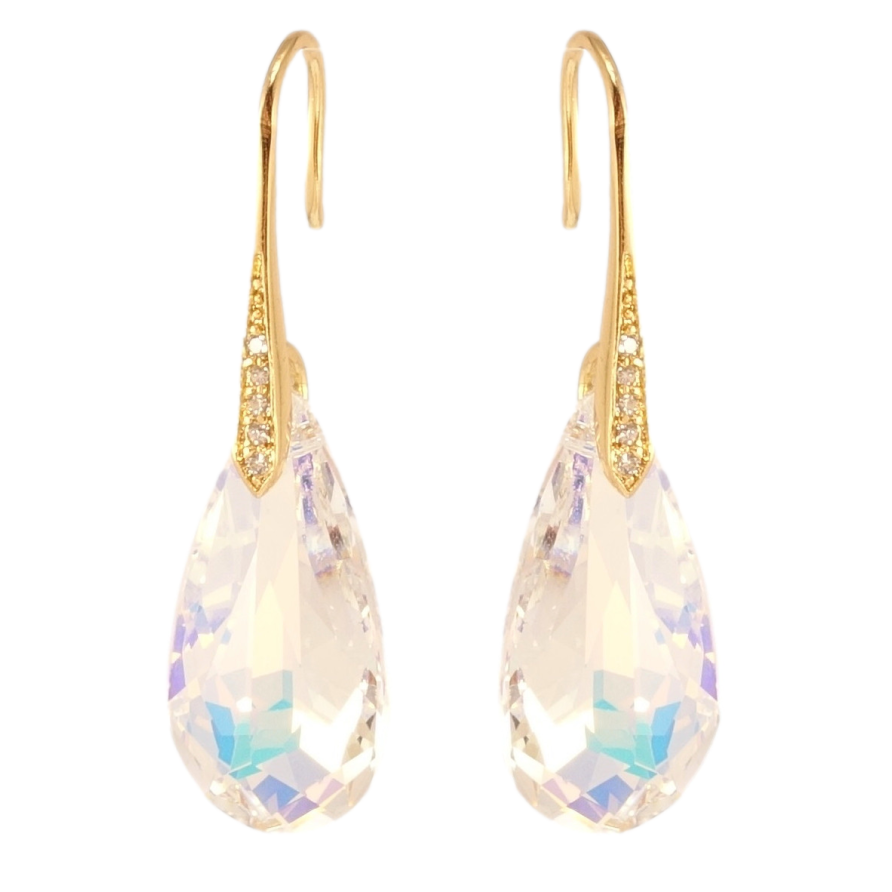 Сережки Xuping колір 18K з кристалами Swarovski французький замок Кристальні крапельки Shimmer фото №1