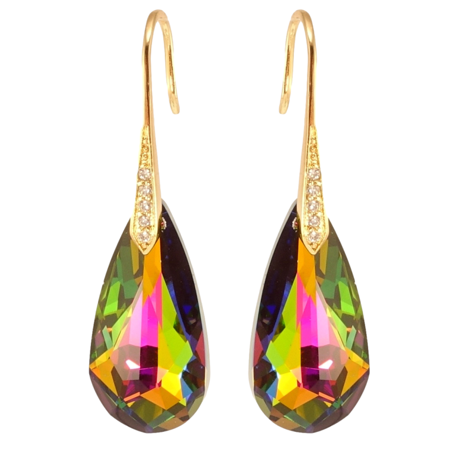 Сережки Xuping колір 18K з кристалами Swarovski французький замок Кристальні крапельки Vitrail Medium фото №1