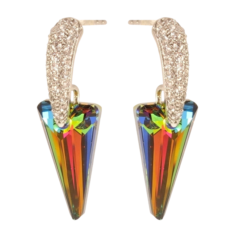 Серьги Xuping цвет Родий с кристаллами Swarovski пусеты Кристаллы Vitrail Medium на декоративных дугах фото №1