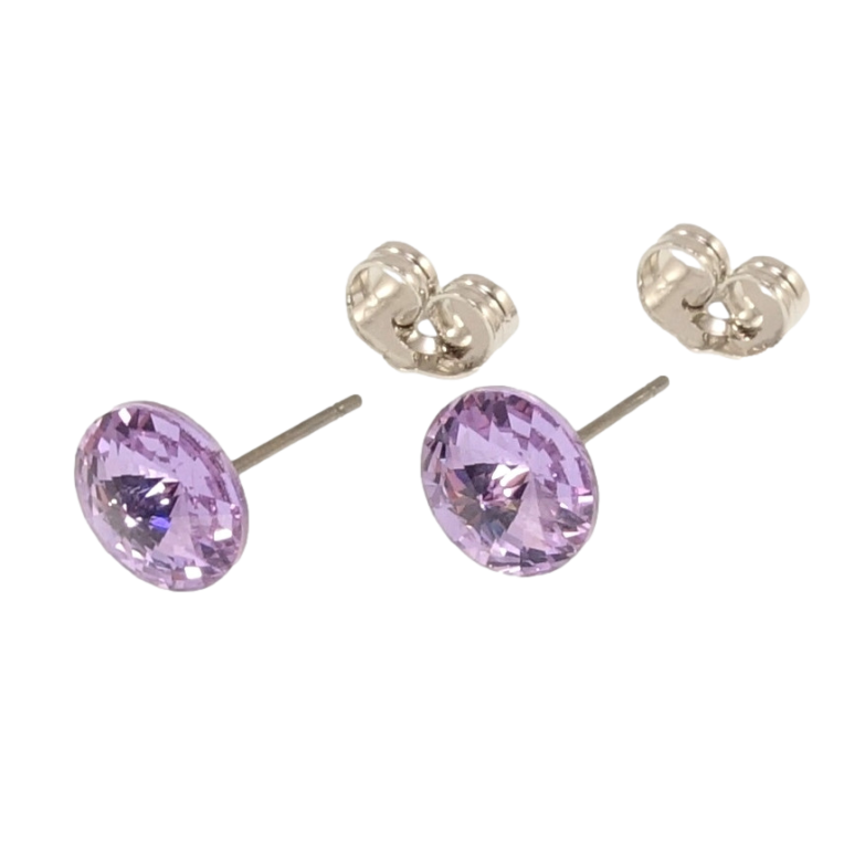 Сережки Xuping колір Родій з кристалами Swarovski пусети Кристали Tanzanite ø 8мм фото №7