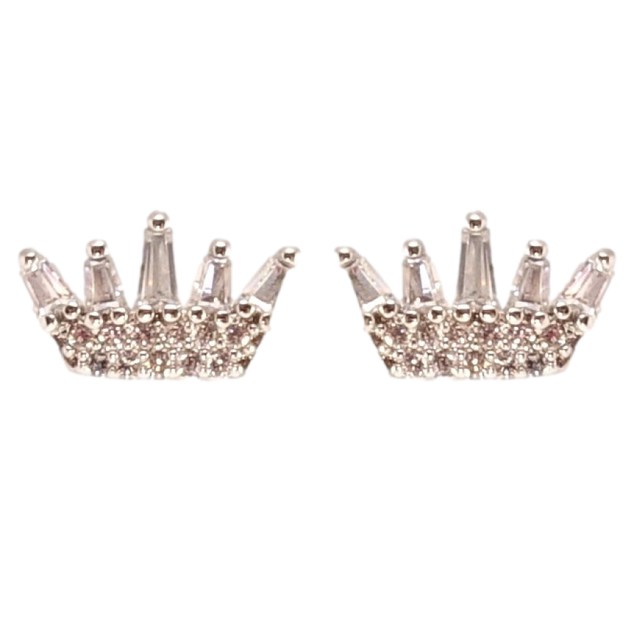 Серьги Xuping QQMM Родий пусеты Корона с цирконием фото №1 Серьги Xuping QQMM Родий пусеты Корона с цирконием фото №1