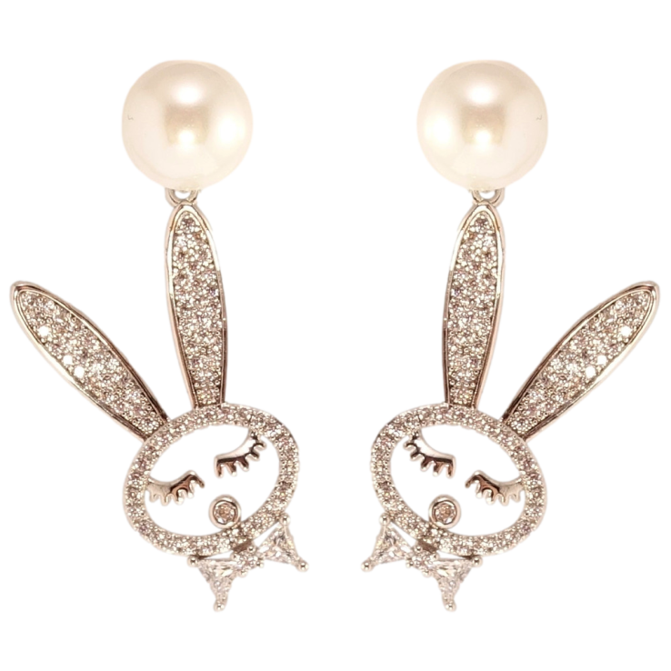 Серьги Xuping QQMM Родий пусеты Кролики на жемчужинах ø 9мм фото №23