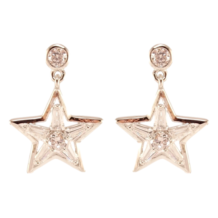 Сережки Xuping QQMM Родій пусети Кристальні зірки фото №1 Сережки Xuping QQMM Родій пусети Кристальні зірки фото №1