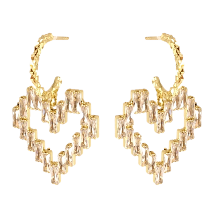 Сережки Xuping QQMM Позолота 14K пусети Кристальні Серця фото №7 Сережки Xuping QQMM Позолота 14K пусети Кристальні Серця фото №7