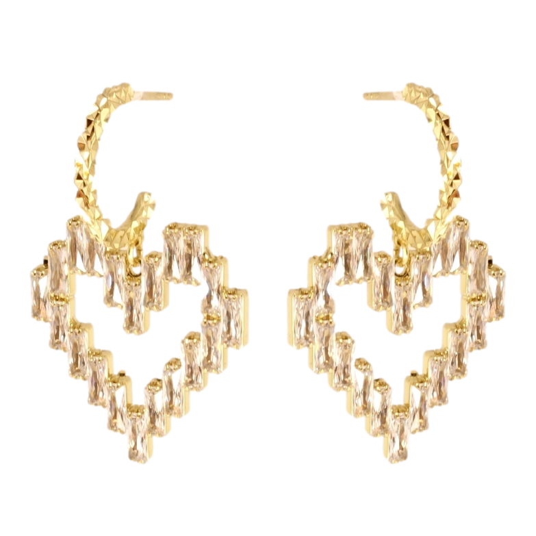 Серьги Xuping QQMM Позолота 14K пусеты Кристальные Сердечки фото №1 Серьги Xuping QQMM Позолота 14K пусеты Кристальные Сердечки фото №1