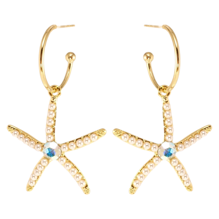 Сережки Xuping QQMM Позолота 14K пусети Морські зірки з кристалами та дрібним фото №22 Сережки Xuping QQMM Позолота 14K пусети Морські зірки з кристалами та дрібним фото №22