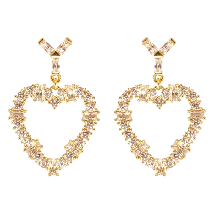 Сережки Xuping QQMM Позолота 14K пусети Кристальні серця фото №6 Сережки Xuping QQMM Позолота 14K пусети Кристальні серця фото №6