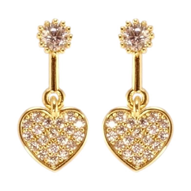 Серьги Xuping QQMM Позолота 14K пусеты Сердечки с инкрустацией цирконием фото №1