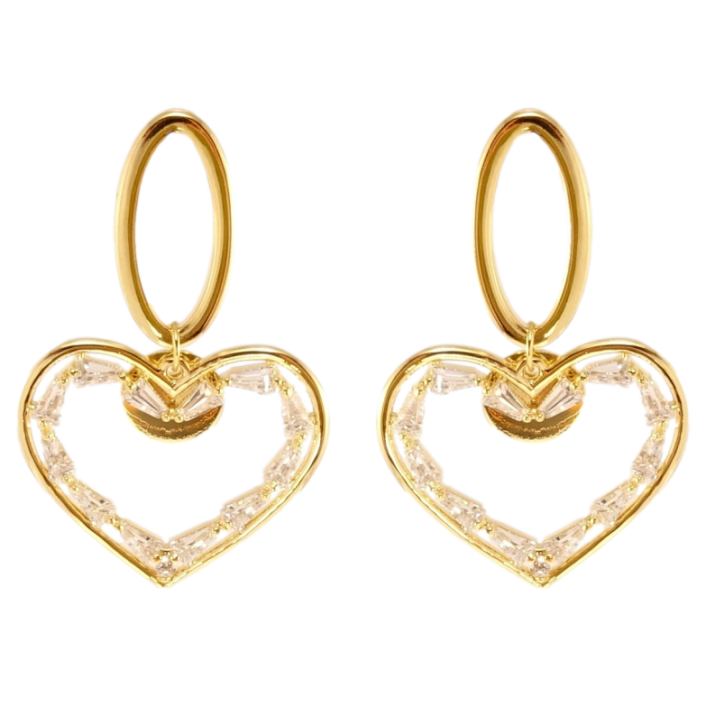 Сережки Xuping QQMM Позолота 14K пусети Сердечки з цирконієм фото №1 Сережки Xuping QQMM Позолота 14K пусети Сердечки з цирконієм фото №1