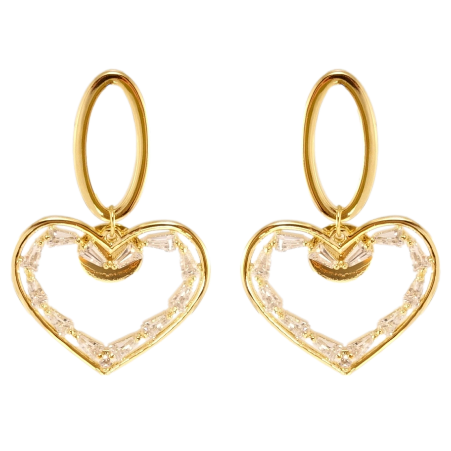 Сережки Xuping QQMM Позолота 14K пусети Сердечки з цирконієм фото №1 Сережки Xuping QQMM Позолота 14K пусети Сердечки з цирконієм фото №1