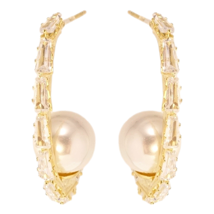 Сережки Xuping QQMM Позолота 14K пусети Дуги з цирконієм та перлами фото №21 Сережки Xuping QQMM Позолота 14K пусети Дуги з цирконієм та перлами фото №21