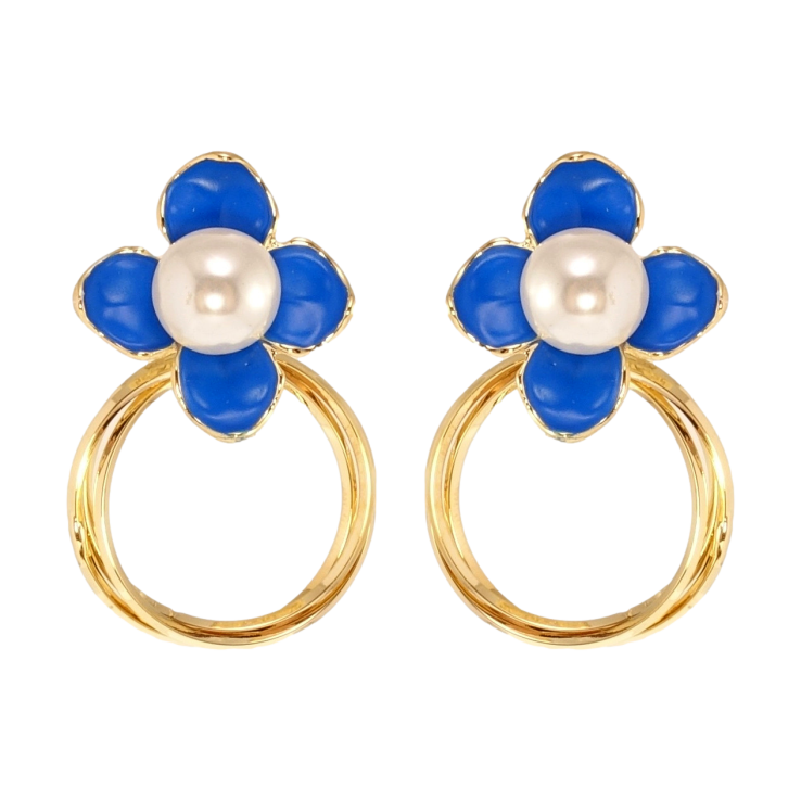 Сережки Xuping QQMM Позолота 14K пусети Квіточки на колечках з перлинами та фото №24 Сережки Xuping QQMM Позолота 14K пусети Квіточки на колечках з перлинами та фото №24