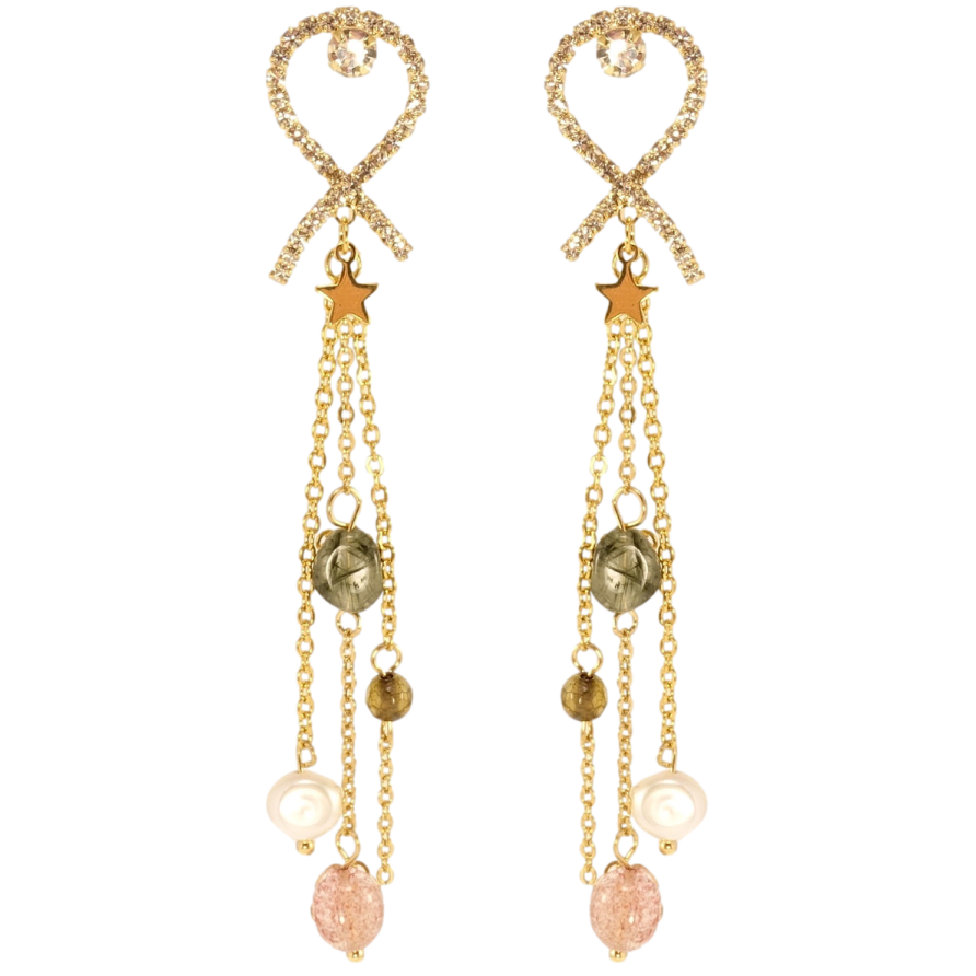 Сережки Xuping QQMM Позолота 14K пусети Авангардні підвіски візерунок на один бік фото №1