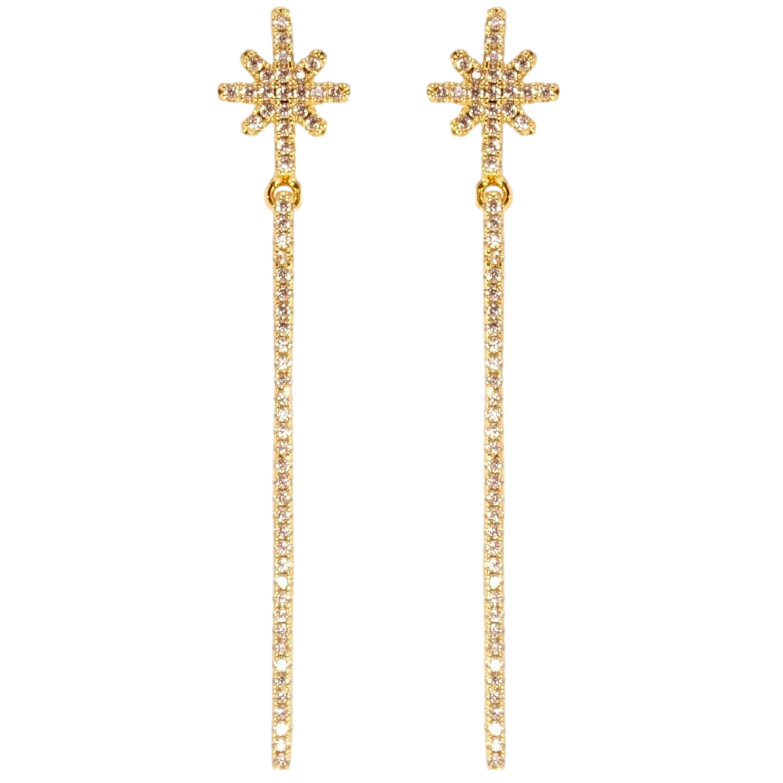 Серьги Xuping QQMM Позолота 14K пусеты Звезды с подвесками дорожки циркония фото №1