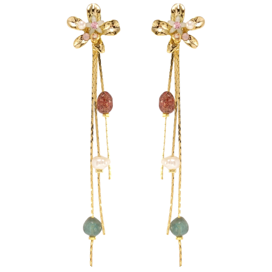 Серьги Xuping QQMM Позолота 14K пусеты Декоративные цветочные подвески с фото №1 Серьги Xuping QQMM Позолота 14K пусеты Декоративные цветочные подвески с фото №1