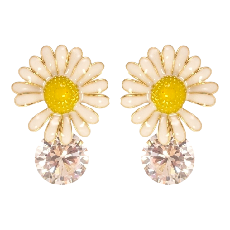 Сережки Xuping QQMM Позолота 14K пусети Ромашки з кристалами, фарбування фото №4 Сережки Xuping QQMM Позолота 14K пусети Ромашки з кристалами, фарбування фото №4