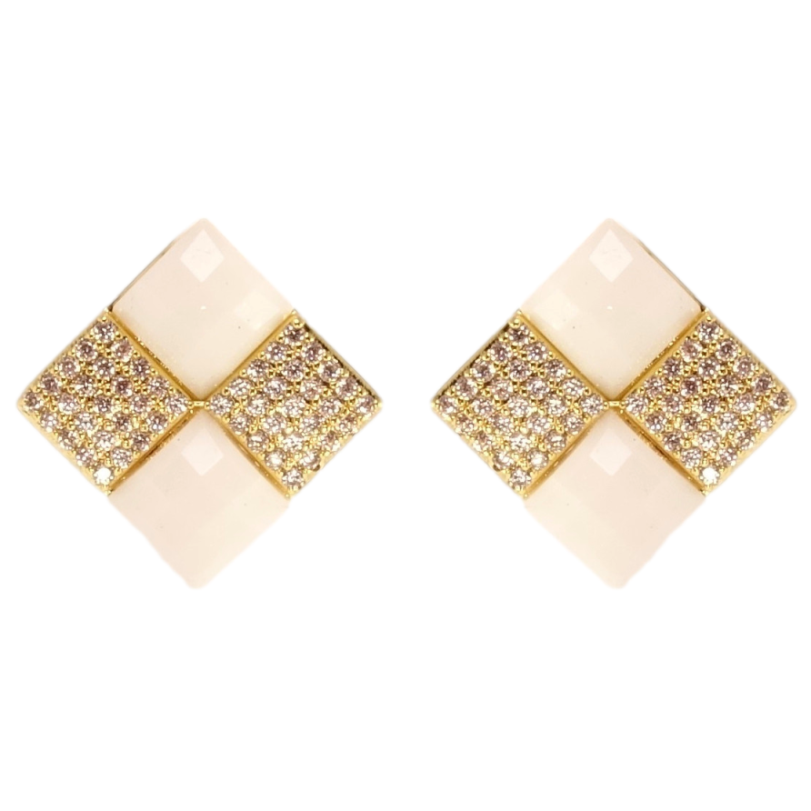 Сережки Xuping QQMM Позолота 14K пусети Ромби з білими кристалами 12х12мм фото №1 Сережки Xuping QQMM Позолота 14K пусети Ромби з білими кристалами 12х12мм фото №1