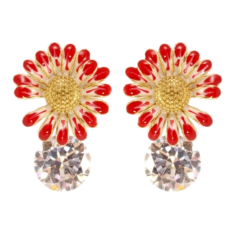 Сережки Xuping QQMM Позолота 14K пусети Квіточки з цирконієм та фарбуванням емаллю фото №1 Сережки Xuping QQMM Позолота 14K пусети Квіточки з цирконієм та фарбуванням емаллю фото №1