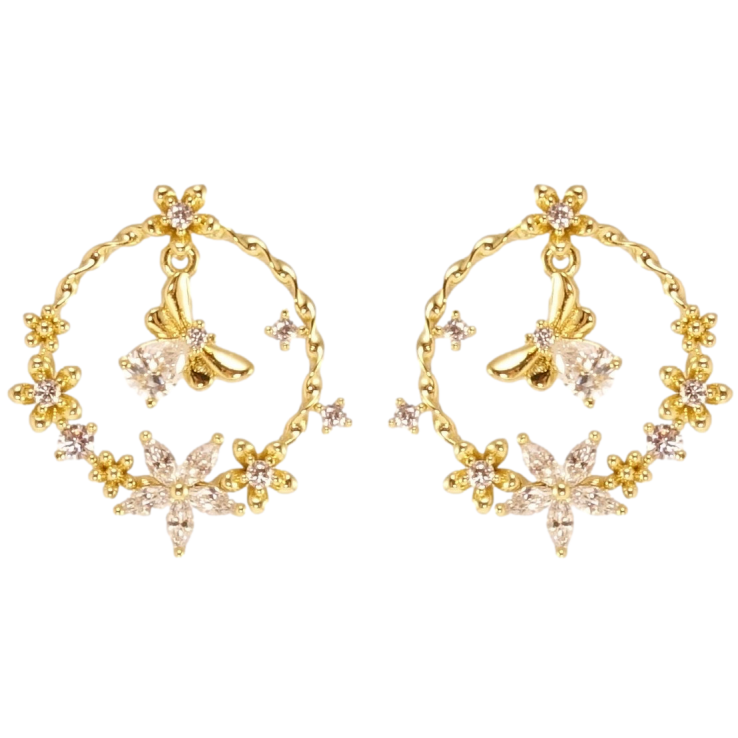 Серьги Xuping QQMM Позолота 14K пусеты Кольца с цветочным орнаментом и мушками фото №6 Серьги Xuping QQMM Позолота 14K пусеты Кольца с цветочным орнаментом и мушками фото №6