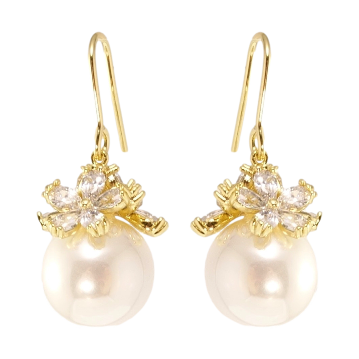 Сережки Xuping QQMM Позолота 14K пусети Перлини під квітковим куполом фото №15 Сережки Xuping QQMM Позолота 14K пусети Перлини під квітковим куполом фото №15