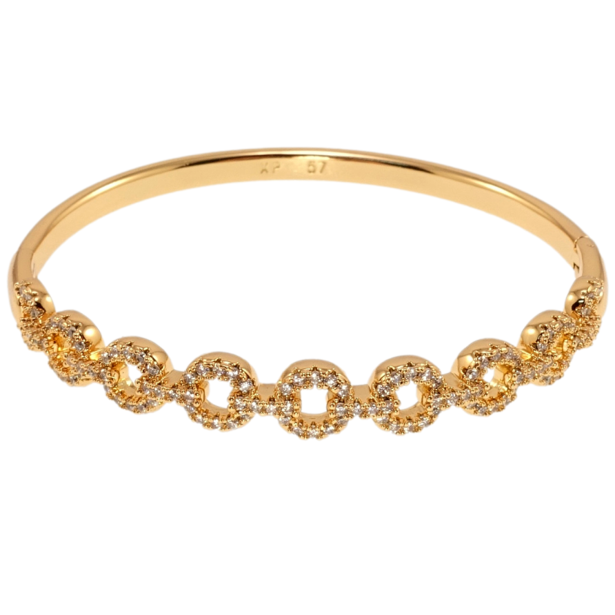 Браслет Xuping Позолота 18K колечки з цирконієм ø 5,7см фото №1 Браслет Xuping Позолота 18K колечки з цирконієм ø 5,7см фото №1