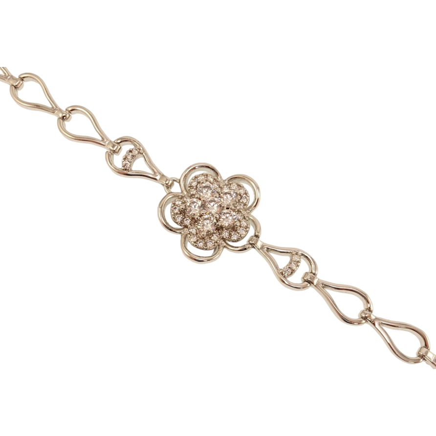 Браслет Xuping Родій Ланки крапельки вставка квіточка довжина з дод. замком 16.5,18.5см х 6мм фото №1 Браслет Xuping Родій Ланки крапельки вставка квіточка довжина з дод. замком 16.5,18.5см х 6мм фото №1