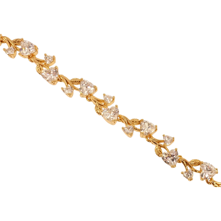 Браслет Xuping Позолота 18K Рослинний орнамент із кристалами довжина з дод. замком 16,18см х 8мм фото №1