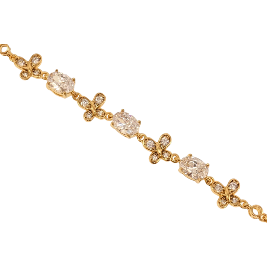 Браслет Xuping Позолота 18K Бабочки с тремя кристаллами длина с доп.замком 17.5,19.5см х 5-8мм фото №1 Браслет Xuping Позолота 18K Бабочки с тремя кристаллами длина с доп.замком 17.5,19.5см х 5-8мм фото №1