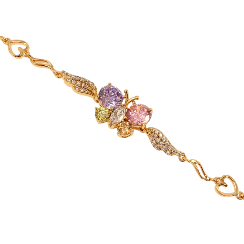 Браслет Xuping Позолота 18K Бабочка из разноцветных кристаллов длина с доп.замком 17,19см х 4-11мм фото №1 Браслет Xuping Позолота 18K Бабочка из разноцветных кристаллов длина с доп.замком 17,19см х 4-11мм фото №1
